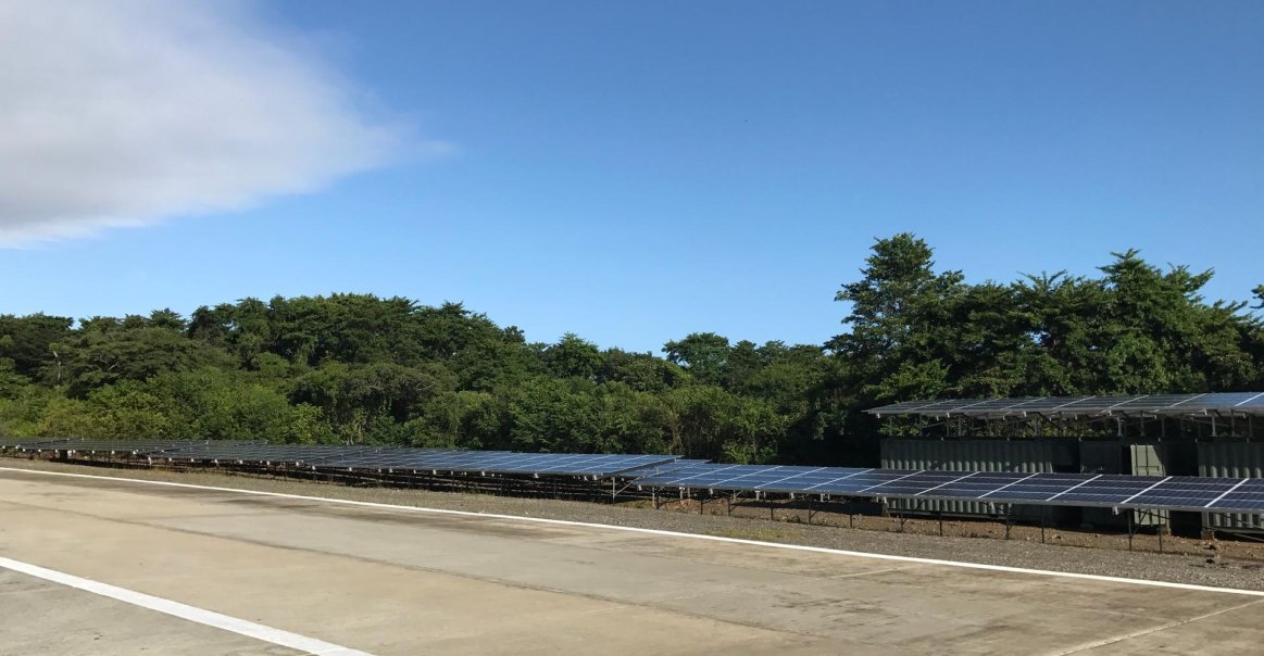 Solar blended in to the jungle airstrip